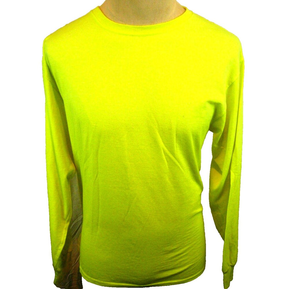 Mens Fruit of the Loom Midweight Yellow Cotton T-Shirt Base Layer sz L